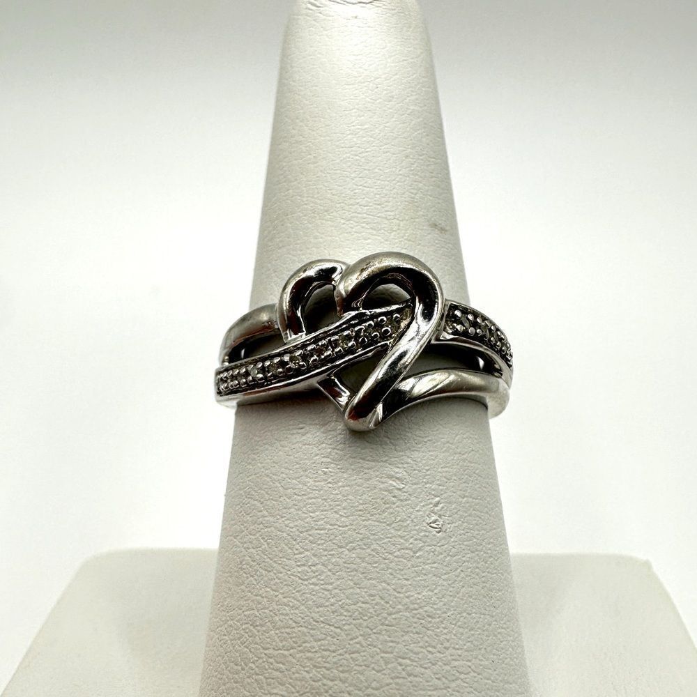 SALE!‎ Diamond and sterling silver heart ring!